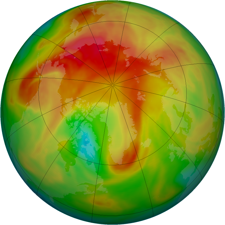 Arctic ozone map for 31 March 2005